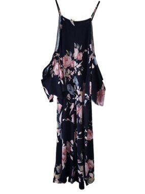First Love Black Floral Cold Shoulder Dress